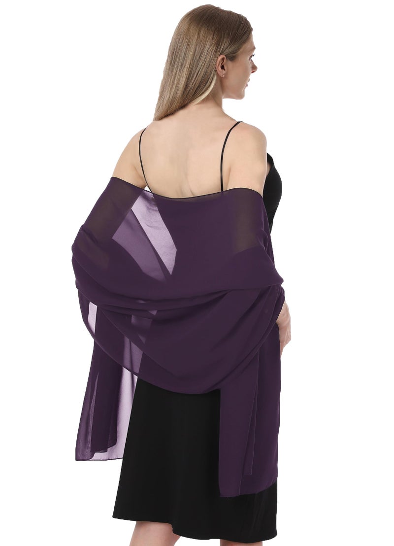 Hotshawl شالات شيفون هوتشوال للفساتين المسائية للنساء، وشاح ناعم أنيق، وشاح زفاف، شال زفاف (برقوق، مقاس واحد) - Image 1